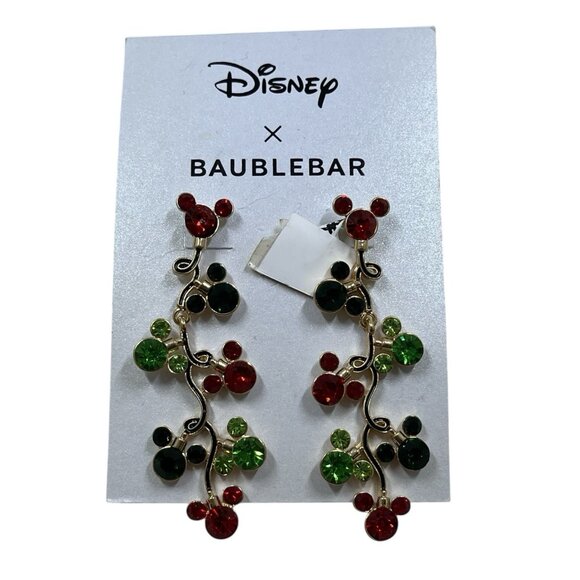 Disney x Baublebar Earring Mickey Mouse Ears Rhinestone Christmas Lights Dangle - Picture 1 of 7